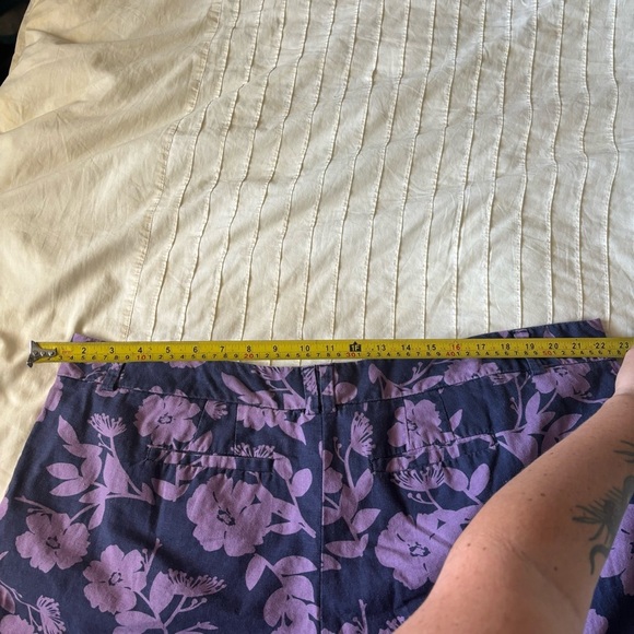 Croft & Barrow Women’s Linen Cotton Purple Floral Shorts Pockets Size 20W - Picture 8 of 8